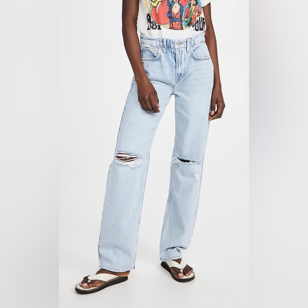 Good American Good 90s Ripped Light Blue Jeans